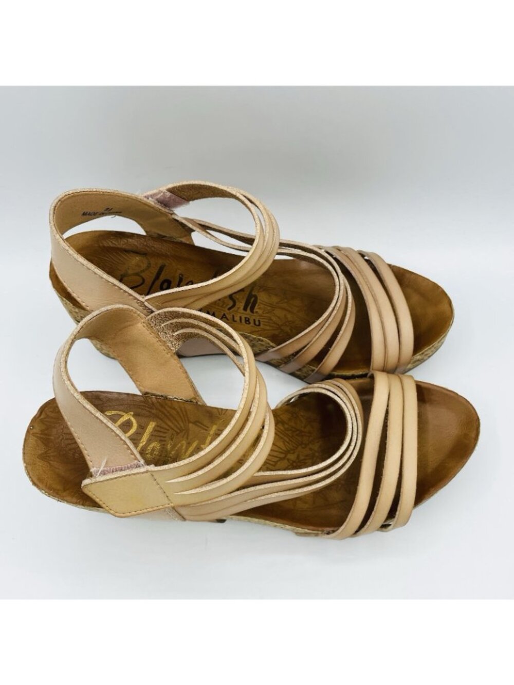 Blowfish Malibu Womens Shoes Size 8.5 Brown Cork Wedge High Heels Casual Strappy - Picture 3 of 11